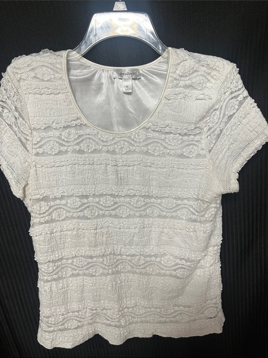 dressbarn Tops - dressbarn White Short Sleeve Lace-Texture Tee